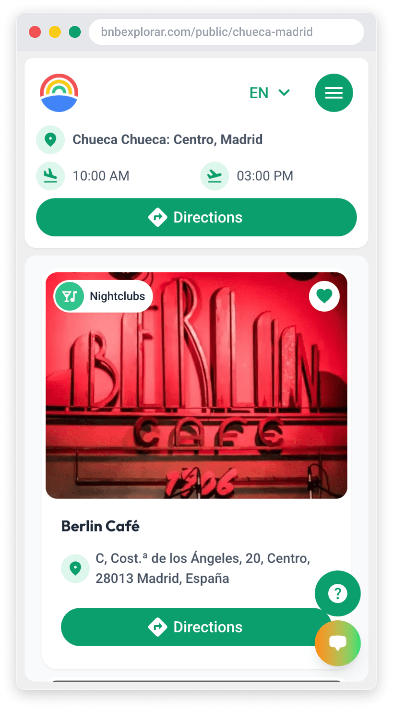 View of the welcome panel of the digital guide with local recommendations