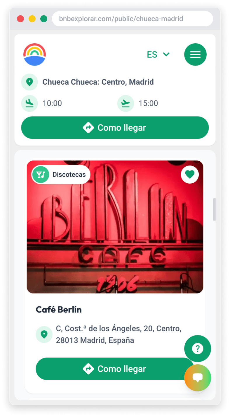 Vista del panel de bienvenida de la guía digital con recomendaciones locales