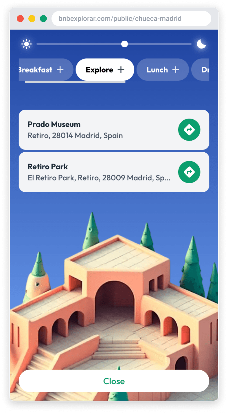 Time-of-day recommendations widget