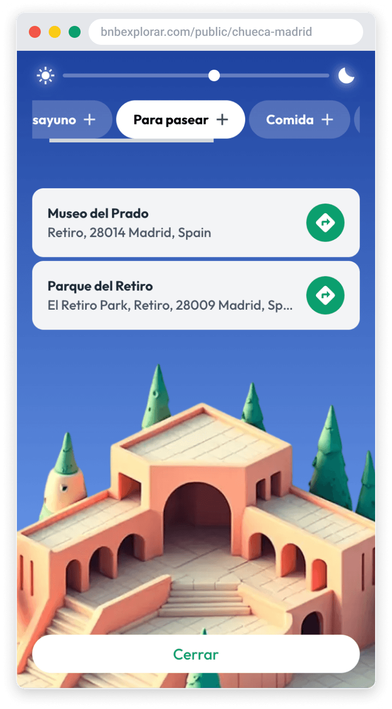 Widget de recomendaciones por franja horaria del día