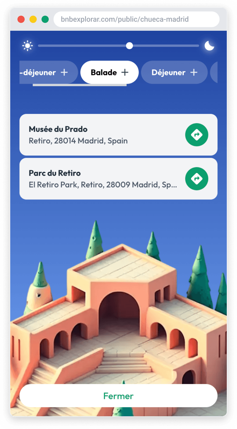 Widget de recommandations selon le moment de la journée
