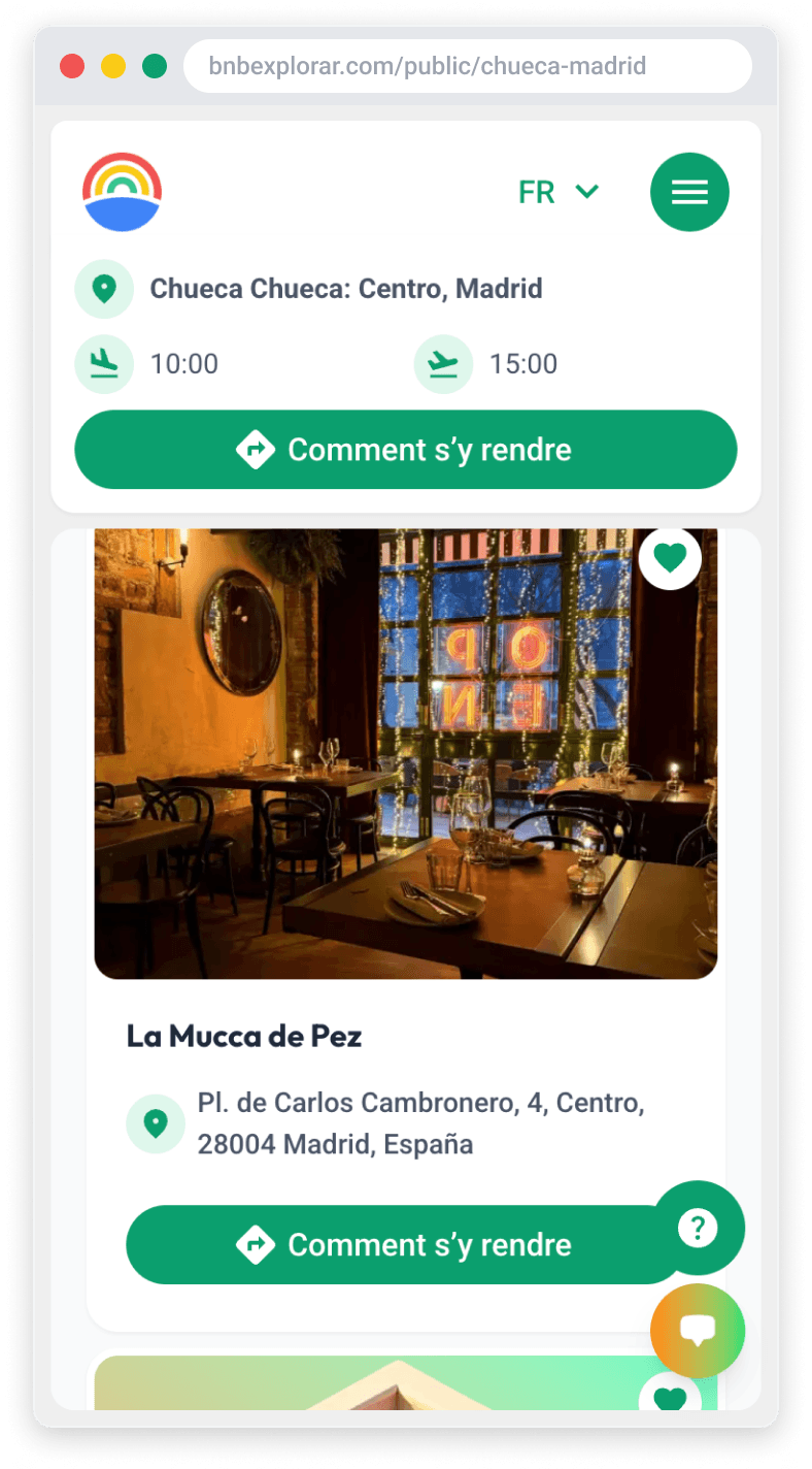 Recommandations mises en avant de restaurants et de loisirs près du logement